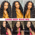 perruque lace frontal original transparent front lace wig raw virgin human hair wigs loose deep wave Brazilian lace front wigs